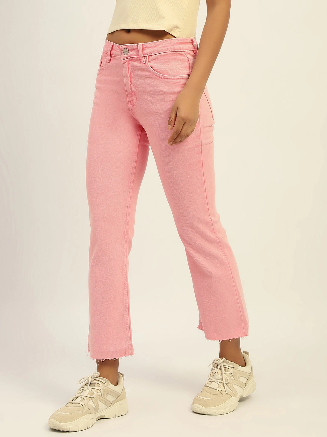 Madame Mid Rise Cotton Pink Denim Go Out Style