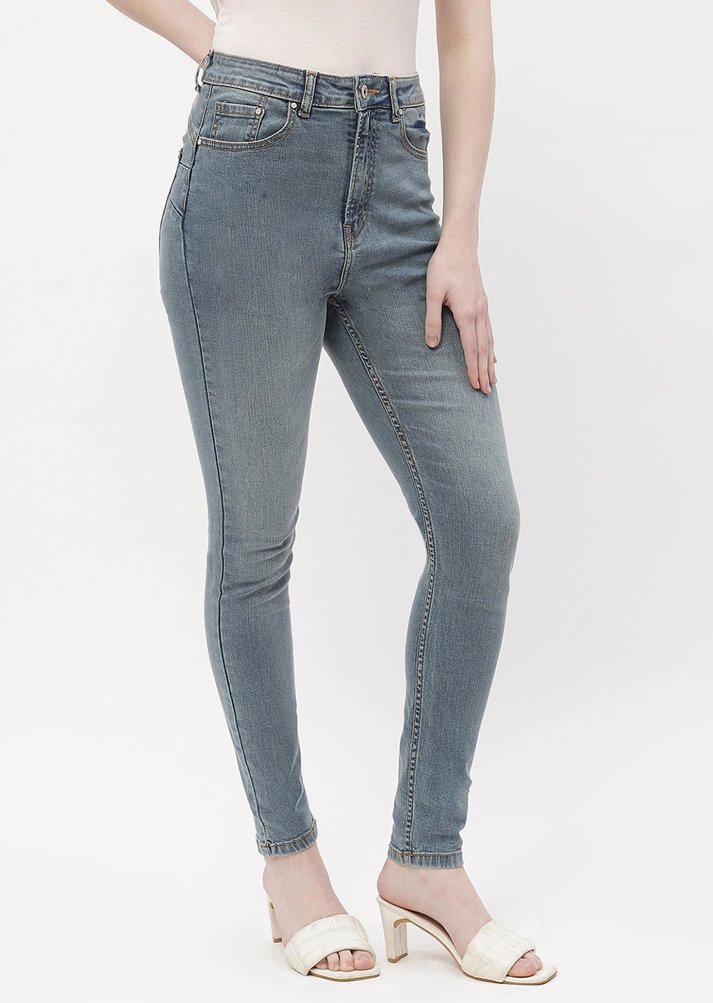 Style Appropriate school wear Madame Mid Rise Mid Blue Skinny Fit Jeans