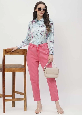 Madame Mid Rise Pink Mom Fit Jeans Comfy Home Comfort Weekend Getaway