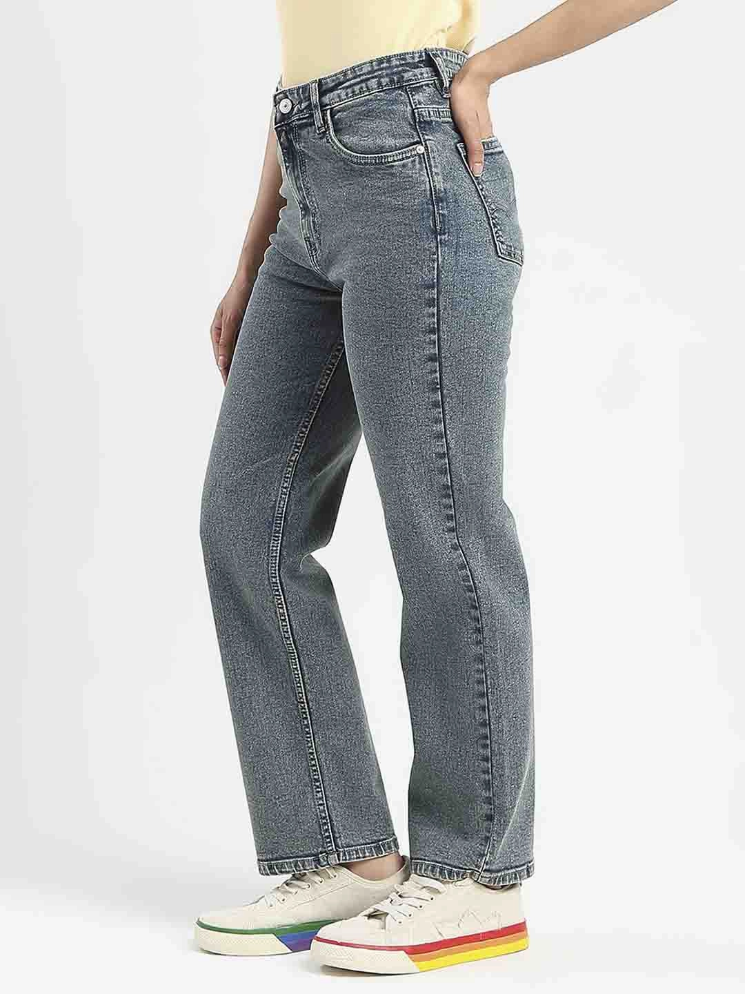 Subtle Detail Contemporary Fit Madame Mid-Wash Tinted Blue Cotton Blend Denim Jeans