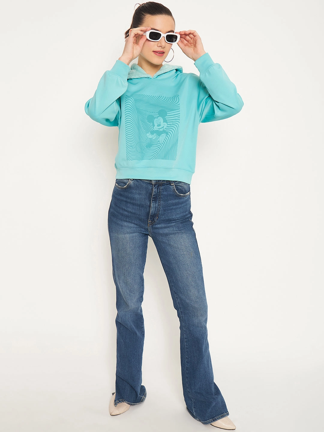 Adjustable Hood Madame Mint Disney Print Sweatshirt