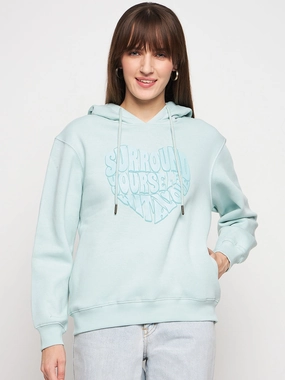 Cold-Weather Wear Madame Mint Graphic Hood Neck Sweatshirt