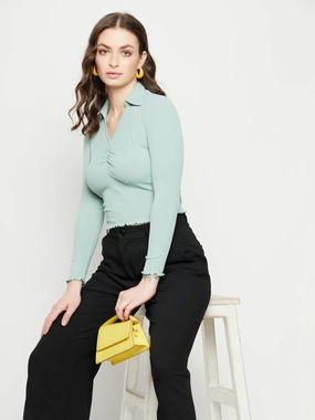 hypoallergenic material Madame Mint Ribbed Crop Top