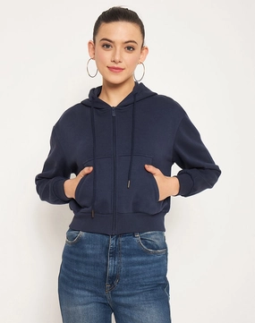 Madame Navy Hood Neck Sweatshirt Cozy All Season Versatile Design