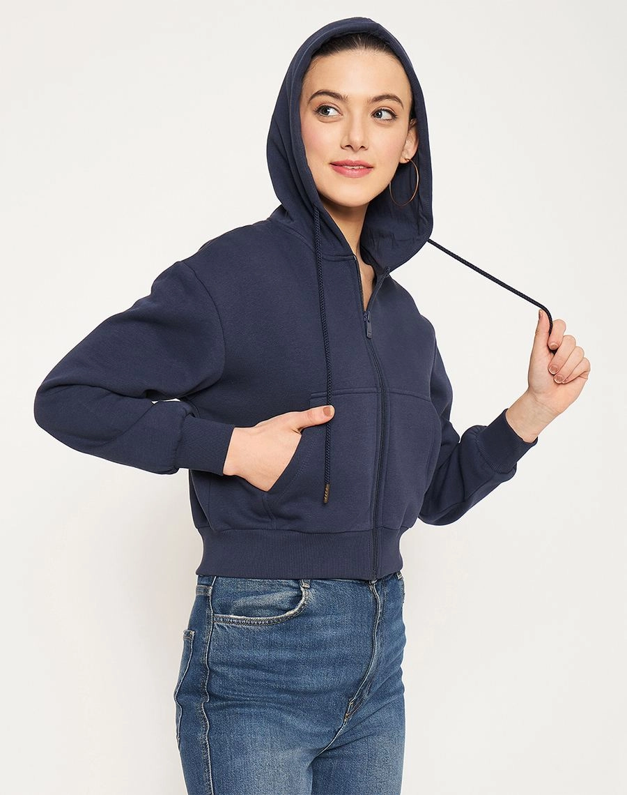Madame Navy Hood Neck Sweatshirt Cool in summer Modern Minimal