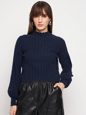 Madame Navy Pull-On Sweater Warm Touch Elastic Fit
