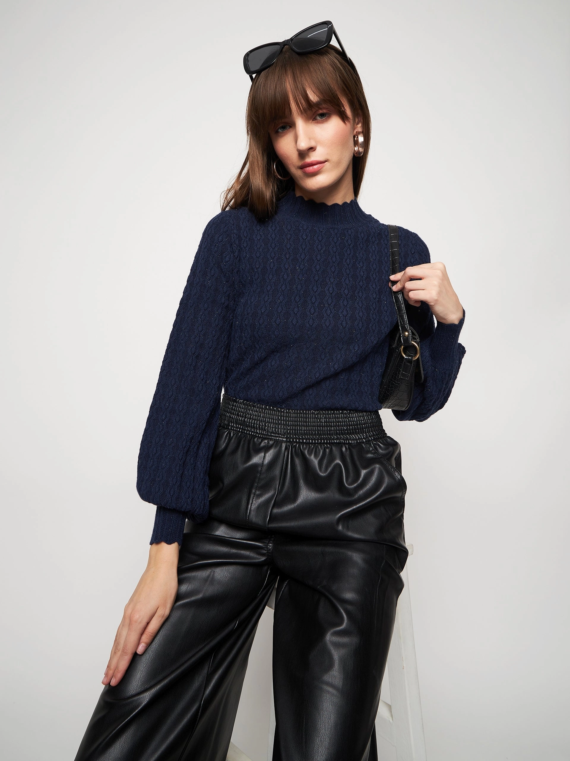Snuggly Design Cold Weather Outfit Madame Navy Pull-On Sweater