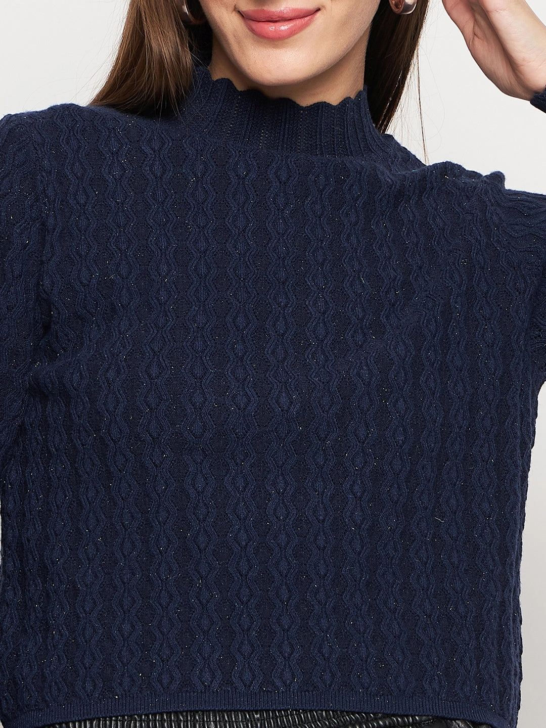 Knit Essentials Madame Navy Pull-On Sweater