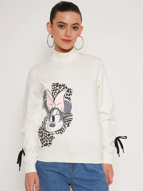 anti wrinkling Madame Offwhite Disney Print Sweatshirt