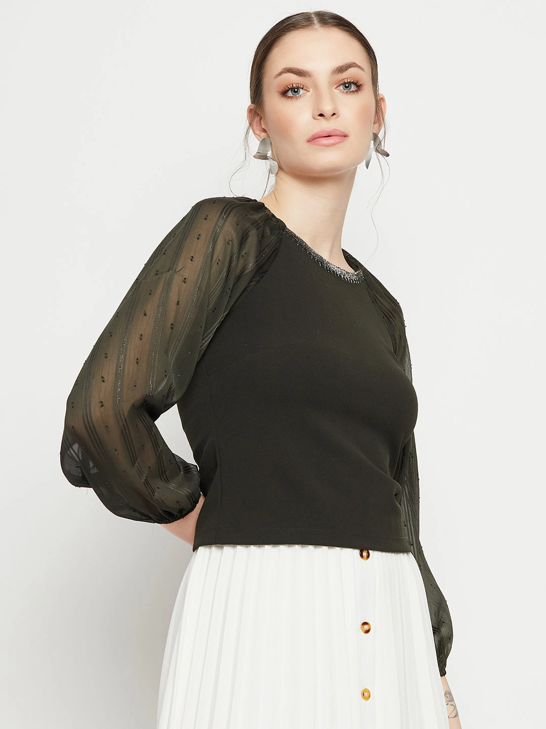 Sun Protective Fabric TactileWeave Madame Olive Top