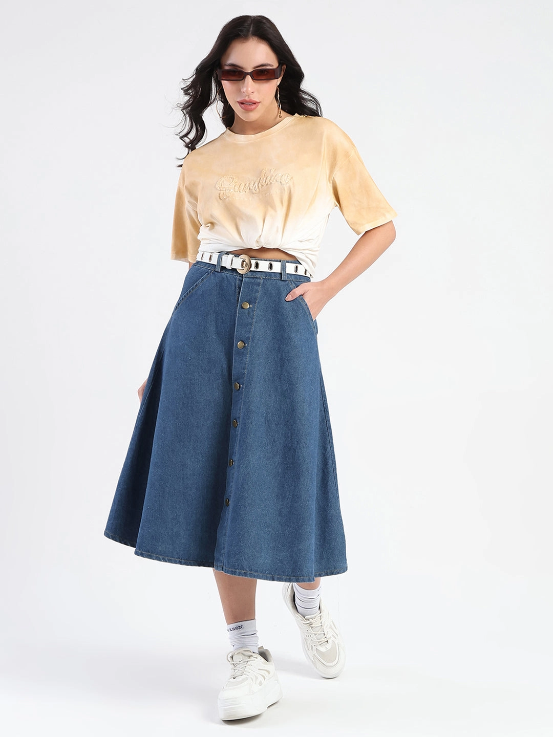 Madame Ombre Loose Fit Peach Oversize Cotton T-shirt Casual Must-Have