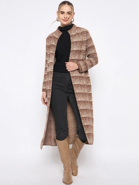 BondedSeams Madame Open Front Striped Multicolor Long Coat