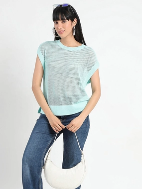 Madame Open Knit Side Slits Mint Green Top HighDensityFoam UV Protective Coating