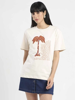 Quick-Dry Fabric Madame Patchwork Detailed Cotton Beige Top