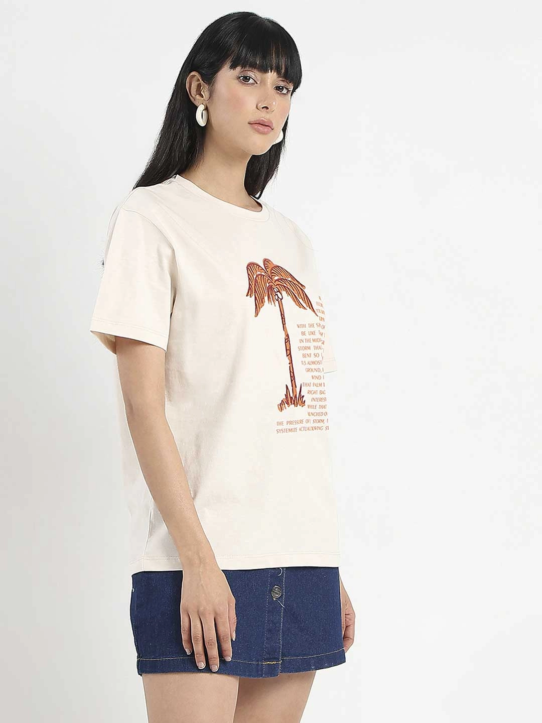 UV Protective Coating Tear Resistant Reinforcement Madame Patchwork Detailed Cotton Beige Top