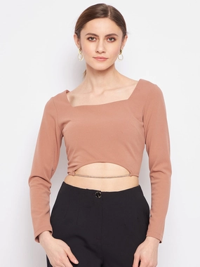 Madame Peach Square Neck Top Stretchable Neckline