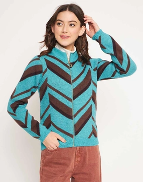 Lightweight Merino Madame Peacock High Neck Sweater