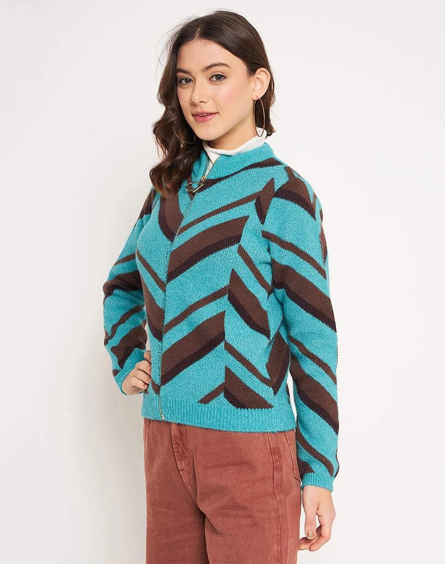 Eco Conscious Manufacturing Soft Knit Design Madame Peacock High Neck Sweater