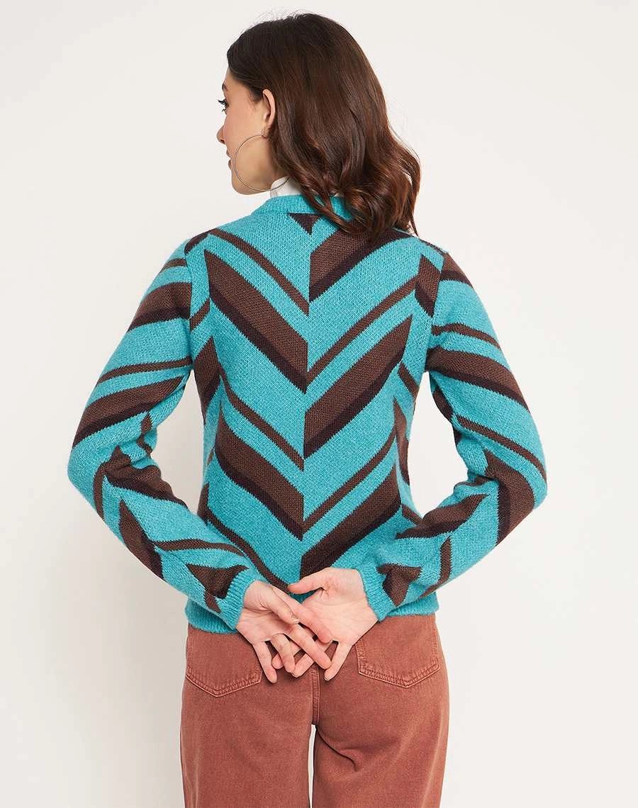 Flexible Waist Comfy Appeal Madame Peacock High Neck Sweater