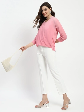 Madame Pink Embellished Wrap Top All-Purpose
