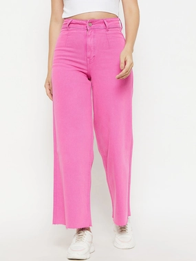 Madame Pink Solid Denim Zero Waste Pattern Design