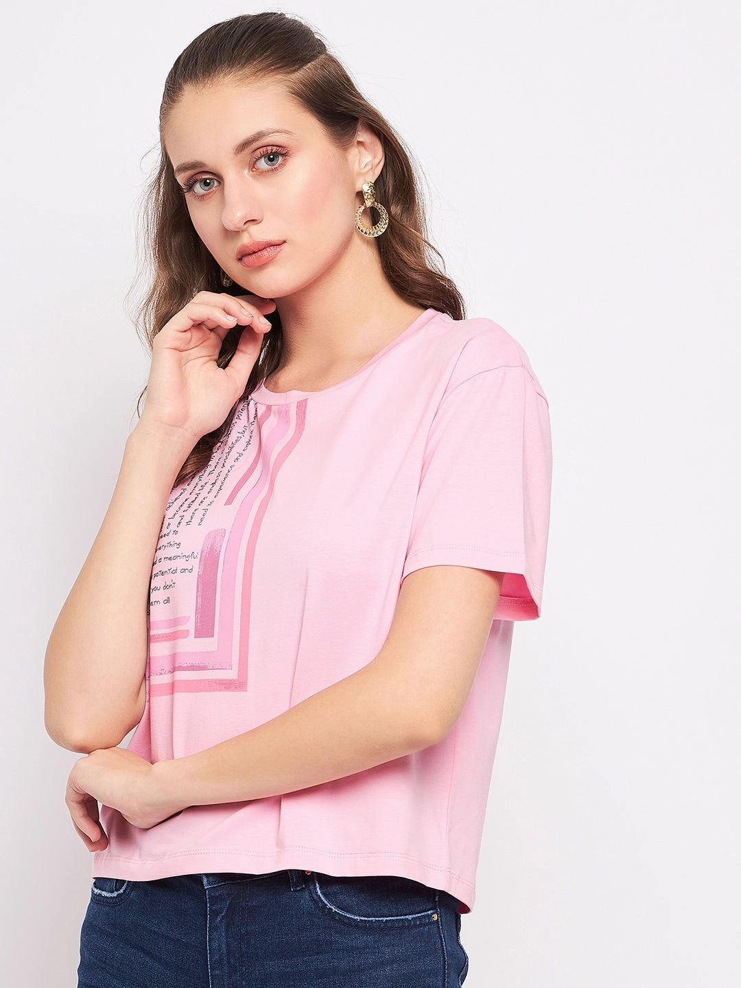 Madame Pink Typography T-Shirt Comfy Essentials Yarn Dyed Stripes