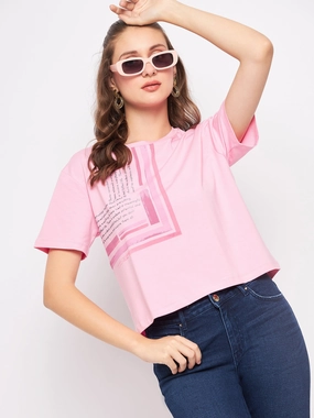 StretchFabric Madame Pink Typography T-Shirt