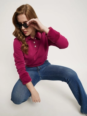 Madame Plum Faux Fur Collared Crop Sweatshirt Winter Wear