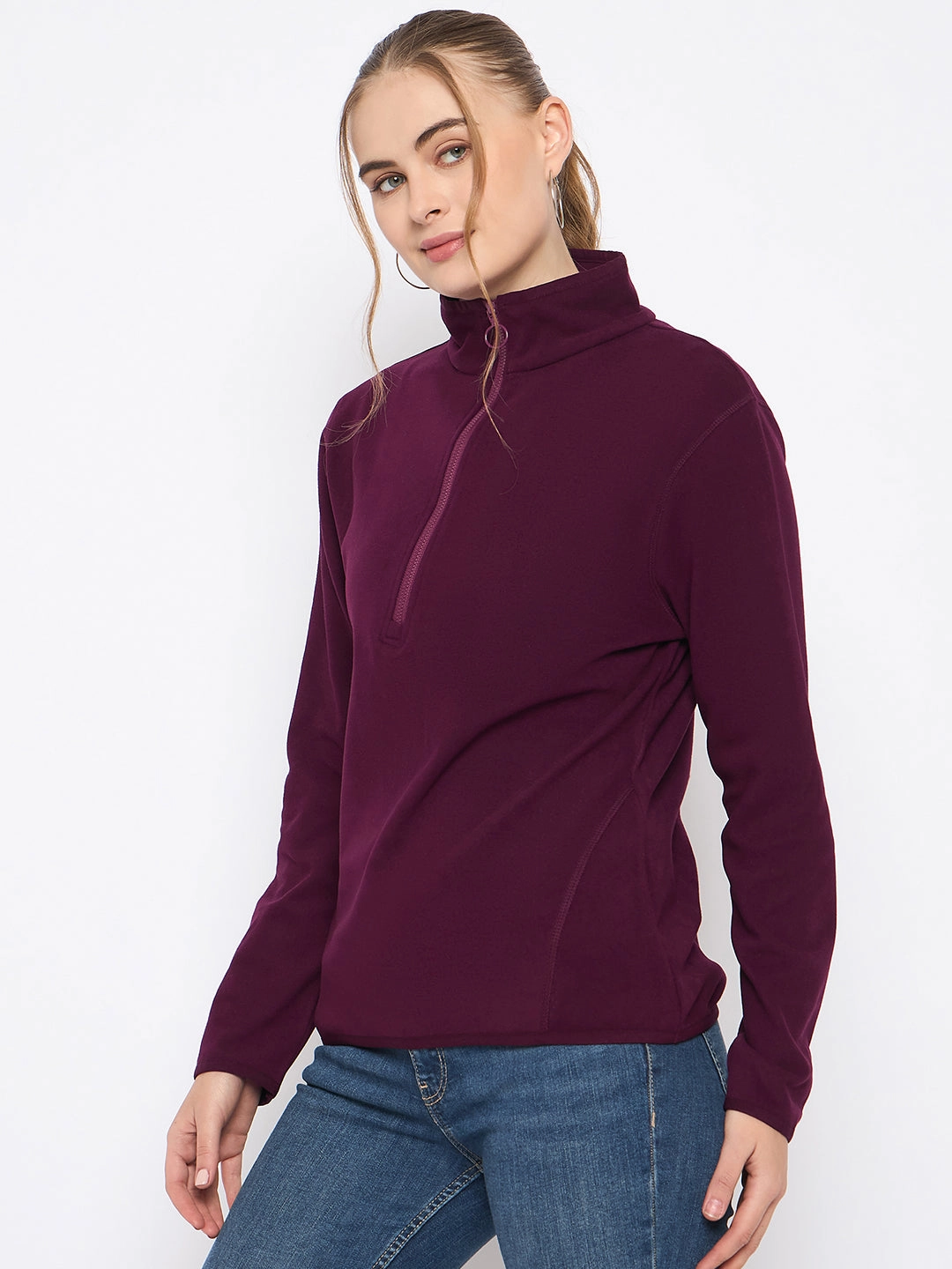Madame Polar Fleece Half-Zipper Mulberry Sweatshirt product vacation wearability Cozy Clothing Style
