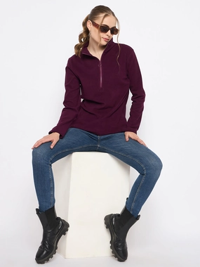 Madame Polar Fleece Half-Zipper Mulberry Sweatshirt product party readiness Basic Hoodie