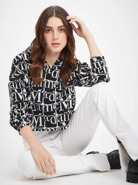 Adjustable Madame Printed Black Sweatshirt