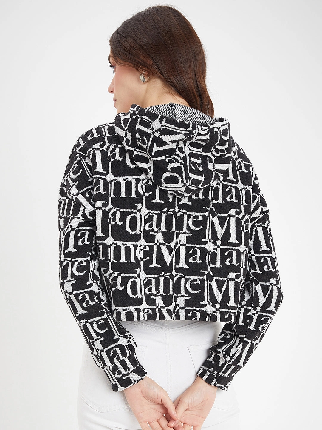 Casual Madame Printed Black Sweatshirt
