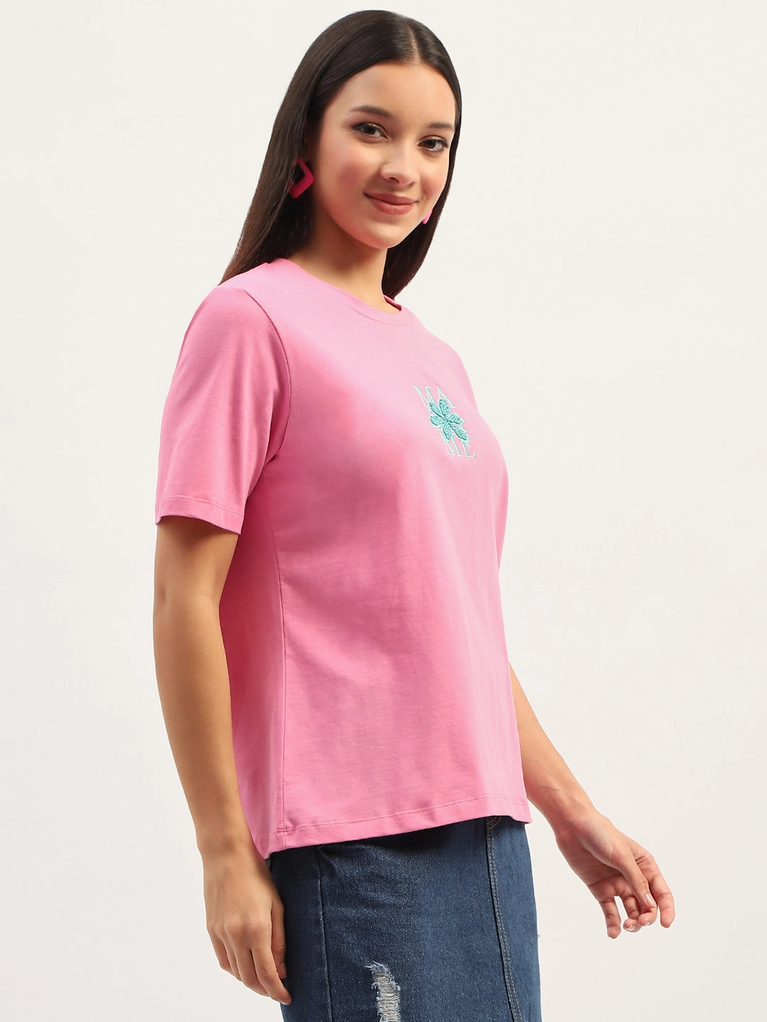 Casual Chic quick dry Madame Printed Pink T-Shirt