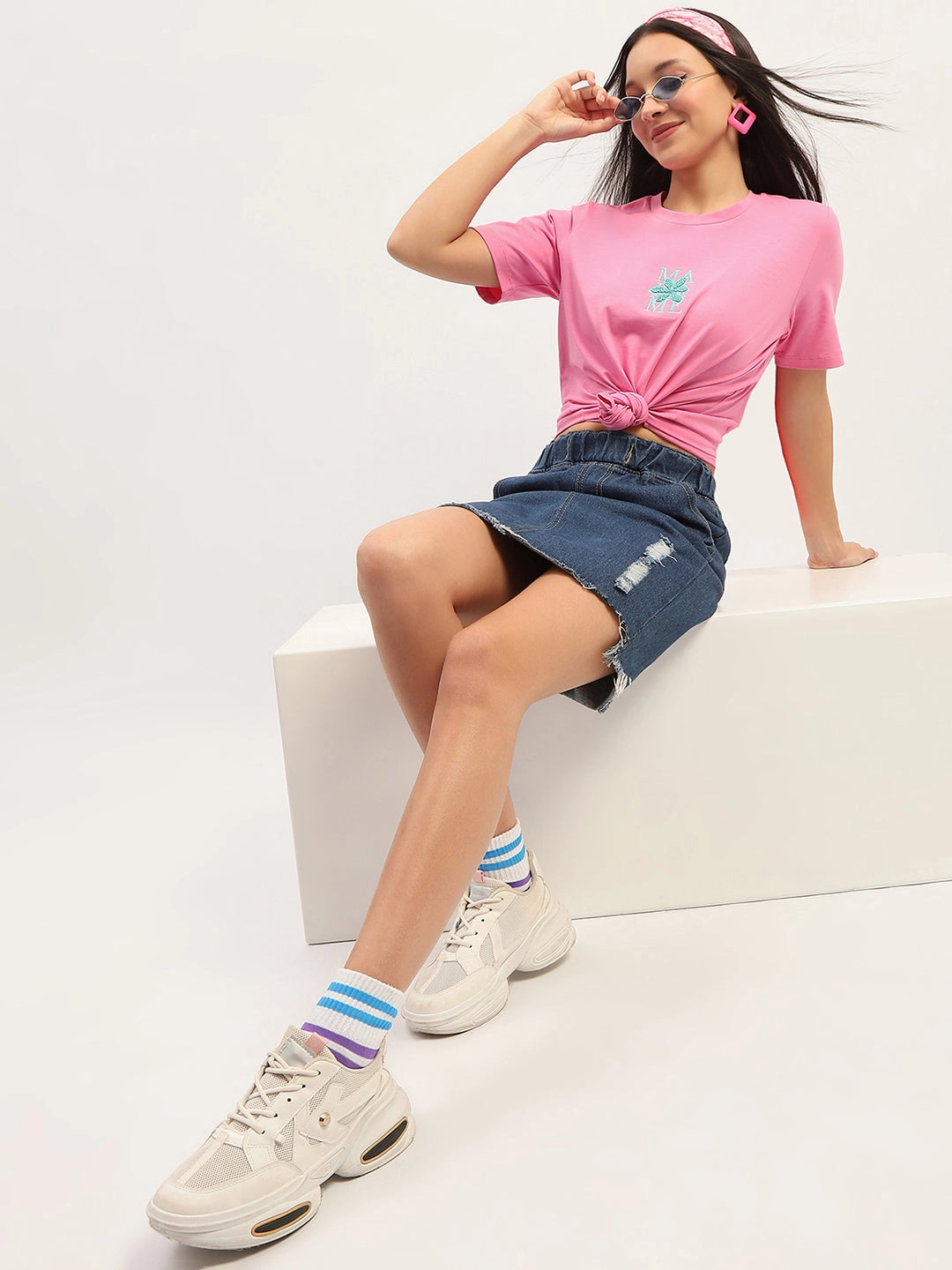Madame Printed Pink T-Shirt Performance Wear Fit Street Casual