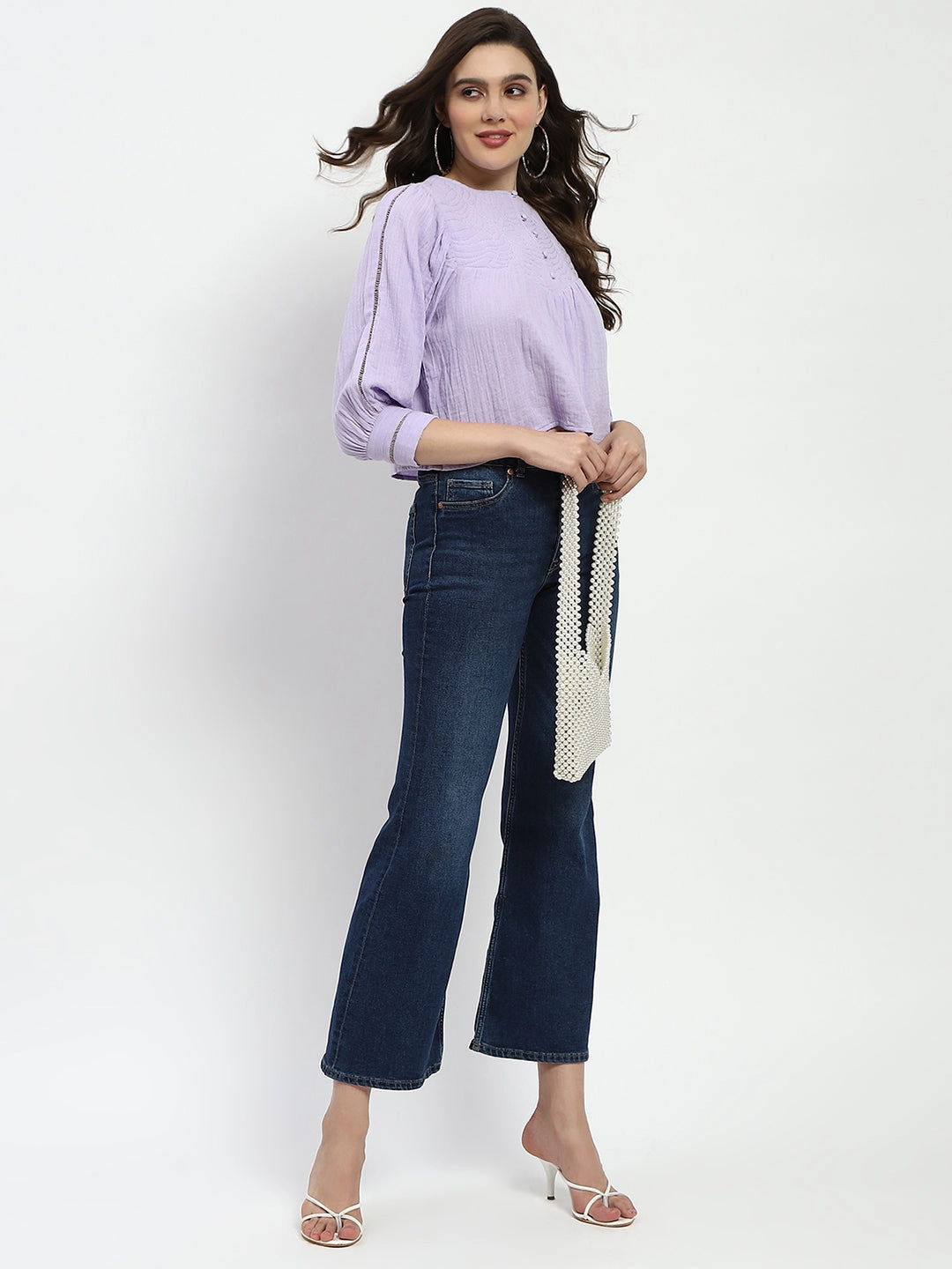 Madame Puff Sleeve Lilac Tunic Top ReinforcedArmholes Lightweight Fabric