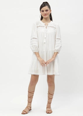 Madame Puff Sleeve Off-White Dress Gentle Shine