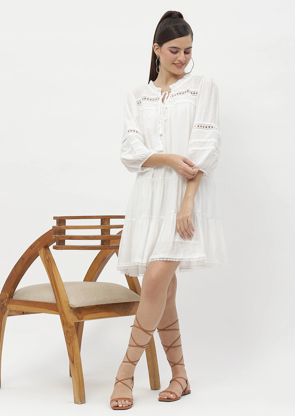 Madame Puff Sleeve Off-White Dress Smooth Mood