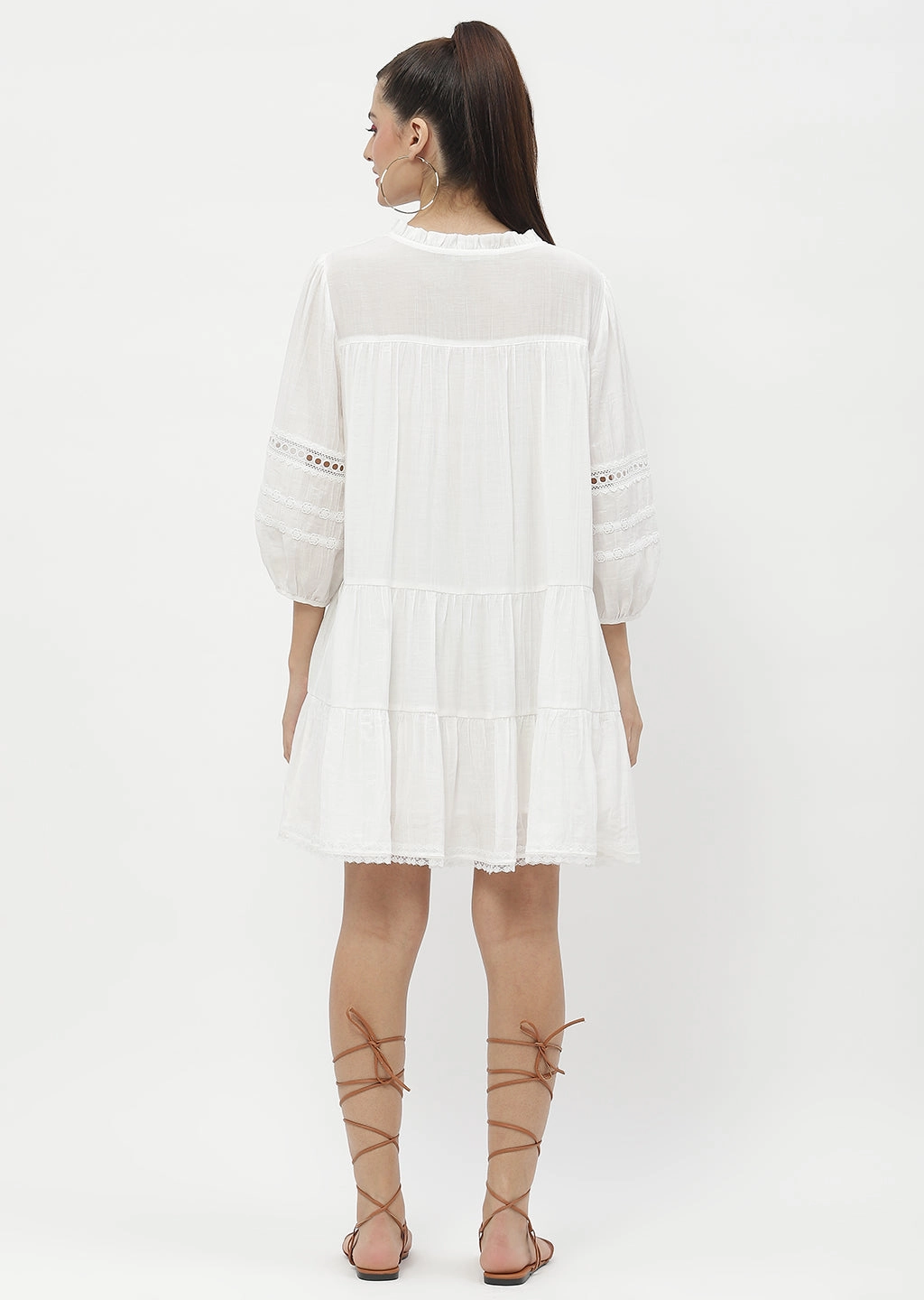 Fall Fashion Fall Piece Madame Puff Sleeve Off-White Dress