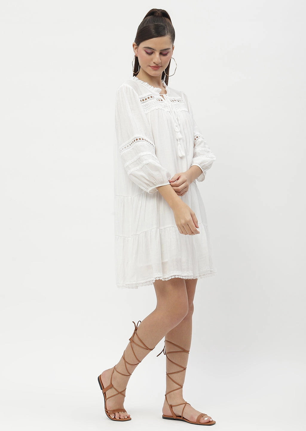 Madame Puff Sleeve Off-White Dress Dress for brunch Cozy Style