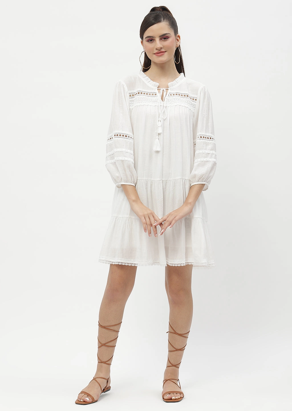 Madame Puff Sleeve Off-White Dress Gentle Shine