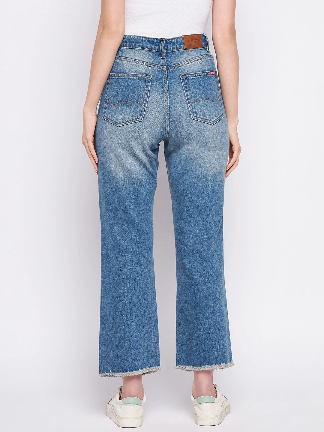 Madame Ripped Mi-Rise Double Wash Flared Jeans Cool Fit