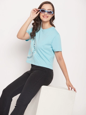 Madame Round Neck Printed Cotton T-shirt Comfortable Layers
