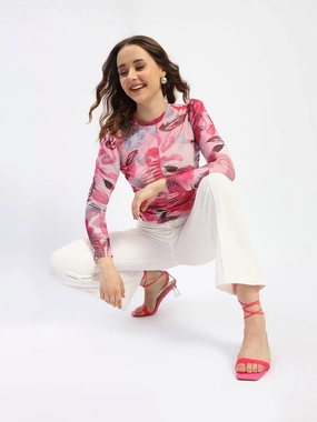 AntiStaticTreatment OdorControl Madame Ruched Floral Print Pink Top