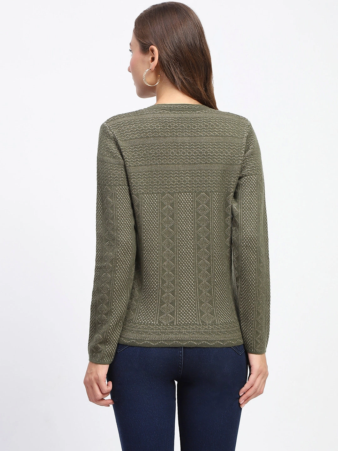 Madame Self-Designed Crew Neck Button Down Olive Green Cardigan Unstructured Silhouette Athletic Wear