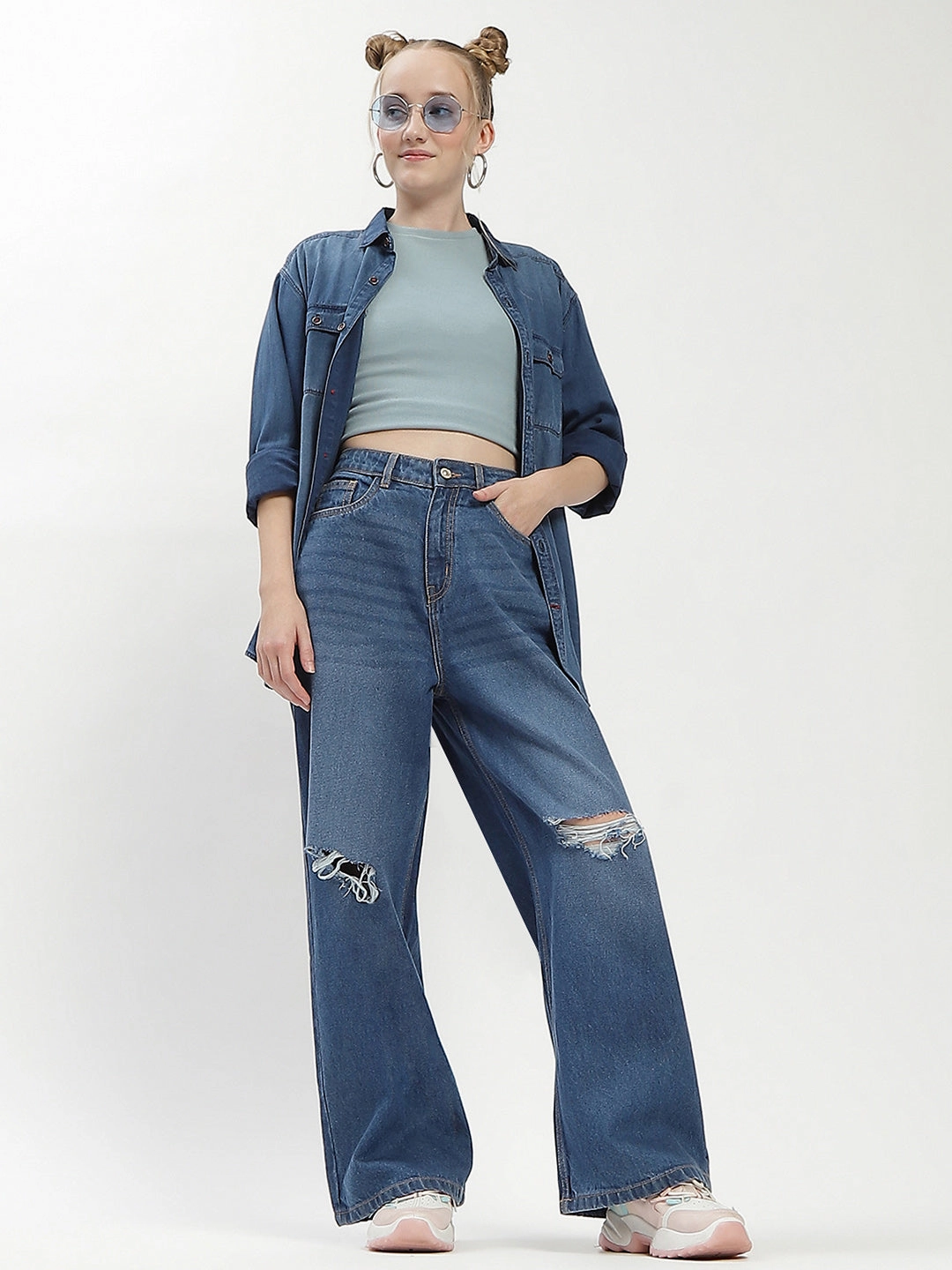 Quick Dry Fabric Madame Shanaya Kapoor Ripped Blue Denim Jeans