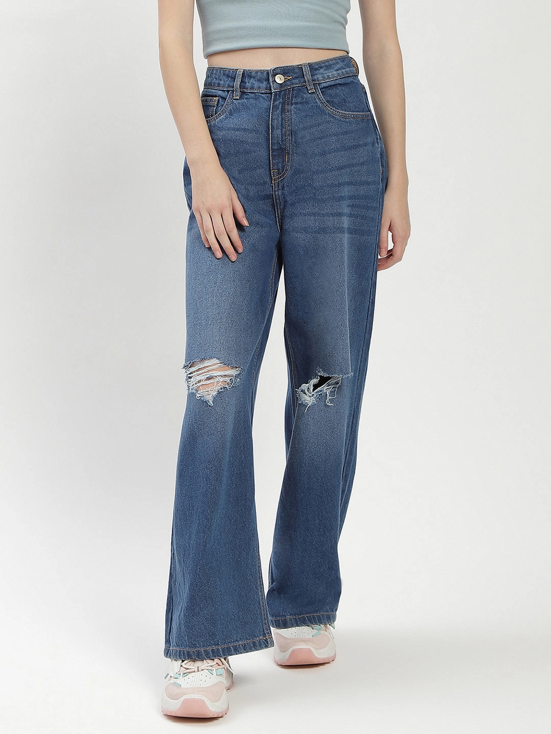 Madame Shanaya Kapoor Ripped Blue Denim Jeans Modern Weekend Style