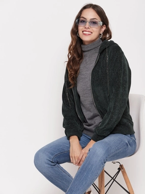 Brand Identity Madame Shimmer Bottle Green Hooded Sweatshirt