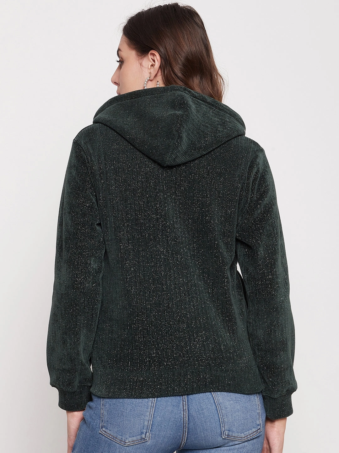 Madame Shimmer Bottle Green Hooded Sweatshirt Muscular Fit product industry position