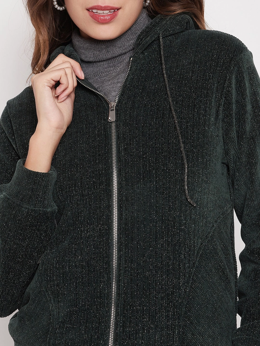 Travel Active Brand Reputation Madame Shimmer Bottle Green Hooded Sweatshirt
