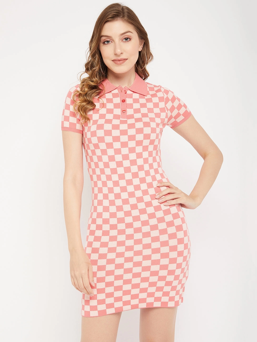 Madame Shirt Collar Bodycon Dress Silky Finish